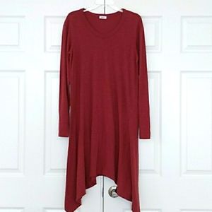 Wilt Paprika Red Long Sleeve Slub Jersey Dress